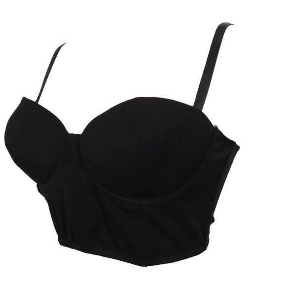 Fleur du Mal Tops - Fleur Du Mal Black Cropped Bustier Tank Top Size Large